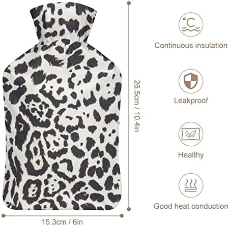 Снежна леопард кожа печатено шише со топла вода со мека кадифен капач за гума во вода торба за вбризгување 1000 ml