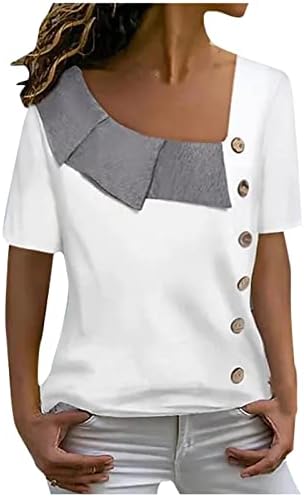 Maseенски блузи мода 2023 година, обичен меур со тркалезен врат со кратки ракави, маица Туника Топ блузи