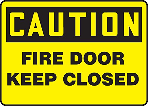 Accuform MFXG604VP знак, Внимание на оган врата чувајте ја затворена, 10 должина x 14 ширина x 0,055 дебелина, пластика, 10 x 14 , црна на жолта