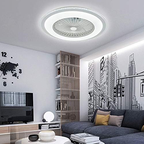 Фан на таванот Орилон со светла за спална соба за кујна во кујна, 24 '' Бело модерна LED полу -пламен монтажа со низок профил фандериер