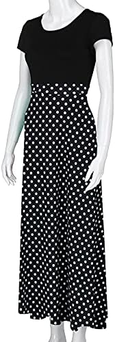 Женски плус големина фустан гроздобер цветни цвеќиња а-линија за замав, обични забавни фустани макси фустани кратки ракави забава долг фустан