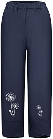 Амикадом дами панталони печати опуштени фит панталони за тинејџерска девојка газа постелнина салон права нога лето есен панталони 2023 облека