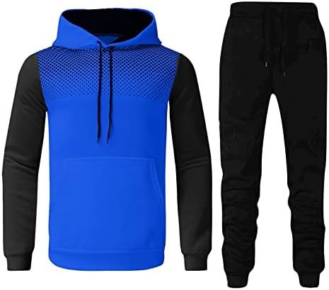 Машки есенски зимски спортови дводелни костуми и рекреативно фитнес Полка точка худи џемпер сини тенки костуми за мажи