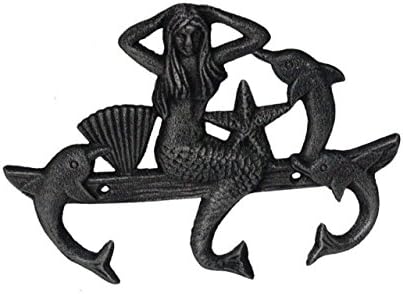 Хемптон наутичко леано железо сирена со куки за делфини, 9 , рустикално сребро
