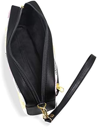 Врвна торба за молив со столбови торба со торбичка жолто сиво сиво розово ананас за студент за канцеларија за шминка 7.9x2.4x3.5in