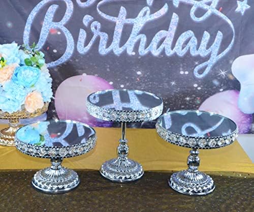 Сет од 3 штандови за торта, метална забава за торта, поставени и кекс -стои стои торта штанд со овошје десерт приказ на плоча