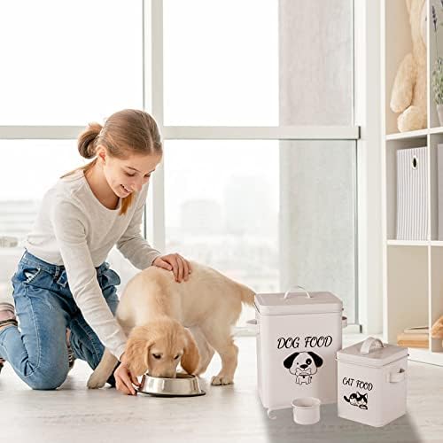 контејнер за Складирање Храна за Миленичиња метахар со 2 Лажички За Сува Храна, Корпа за Складирање Храна За Кучиња Со Капак И Рачка, Издржлив
