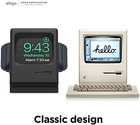 Елаго W3 Штанд Компатибилен Со Apple Watch Ultra, Серија 8/7/6/5/4/3/2/1/Се-Класичен Дизајн На Мониторот, Компатибилен Со Режим На Ноќна