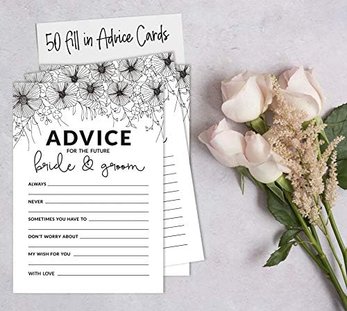 InkDotpot пакет од 50 класични картички за бели совети, совети и желби за невестата и младоженецот, г -дин и г -ѓа активност на свадбената