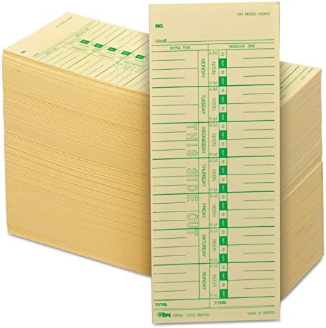 Врвови 1259 неделна временска картичка, 3-1/2-инчен x9-инчен, 500/bx дена отпечатени на картичка