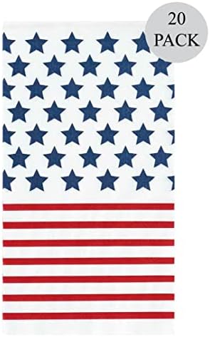 C.R. Gibson TW8-21994 За еднократна употреба салфетки и крпи за гости, 4,25 '' x 8 '', црвено, бело и сино американско знаме, 16 парчиња