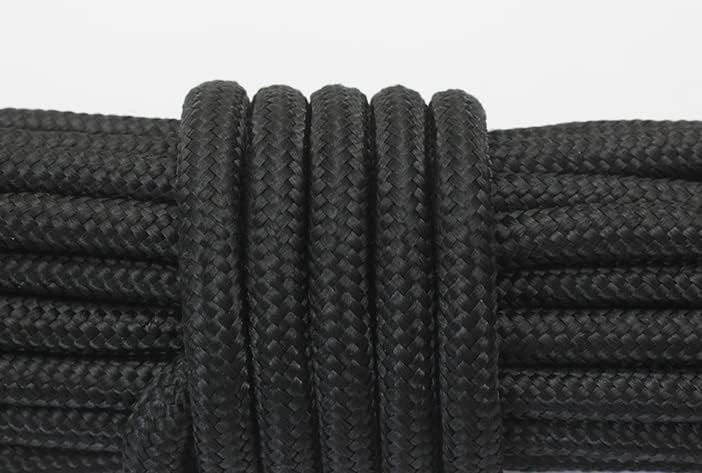 DreamlandSales 100ft x 5/16 инчи црно јаже плетенка најлонска цврста дијамант плетенка изопачено полипропиленски кабел за сидро