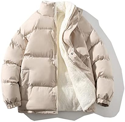 Јакни од ymosrh мажи мода зимска машка цврста јака кадифен леб јакна од леб, памук памучни палта, мантички палта