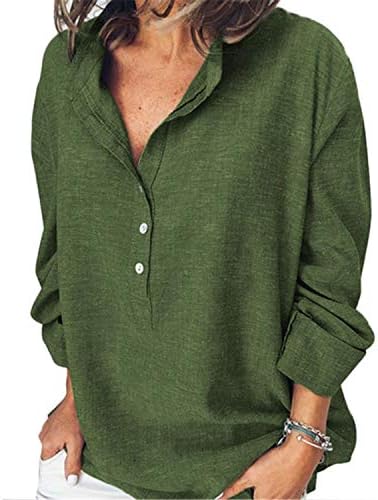 Angенскивел женски долг ракав против вратот шифон блузи врвови кошули со копчиња со долги ракави кошула