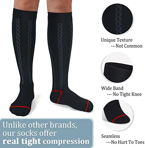 Дипломирани чорапи за компресија за жени и мажи 30-40mmhg Циркулациска висока поддршка на коленото високи чорапи кои работат пешачење