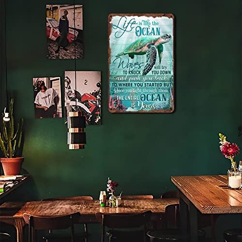 Lifeивотот на креативниот метал калај е како океански желка смешен калај знак летен wallиден декор фарма куќа декор за домашни кафулиња канцелариски