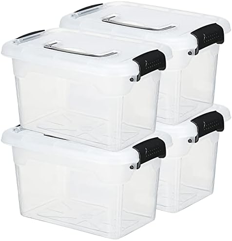 Садни 4 Спакувајте Јасна Пластична Кутија За Брава За Складирање Пластични Канти За Складирање Што Се Редат Со Капаци За Заклучување