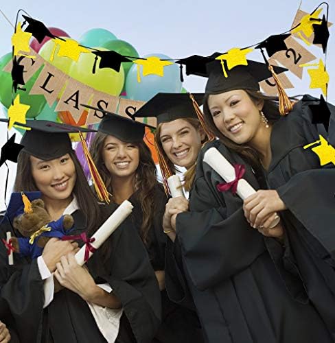 Дипломирање Украси 2021, Честитки За Дипломирање Банер, Сјај Град Капа Венец Виси Бантинг Венец За Дипломирање Партиски Материјали