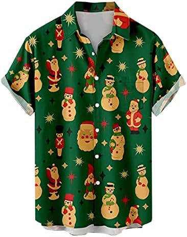 Менс Божиќ Дедо Мраз подарок 3Д Дигитално копче за печатење со кратки ракави маица маица Топ кошула пилешка маица мажи мажи