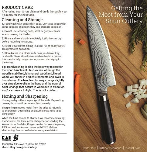 Shun Kanso Santoku 7 инчи Hollow Ground Premium не'рѓосувачки челик и дрвена рачка Традиционална азиска дизајн рачно изработена во Јапонија, повеќенаменски кујнски нож
