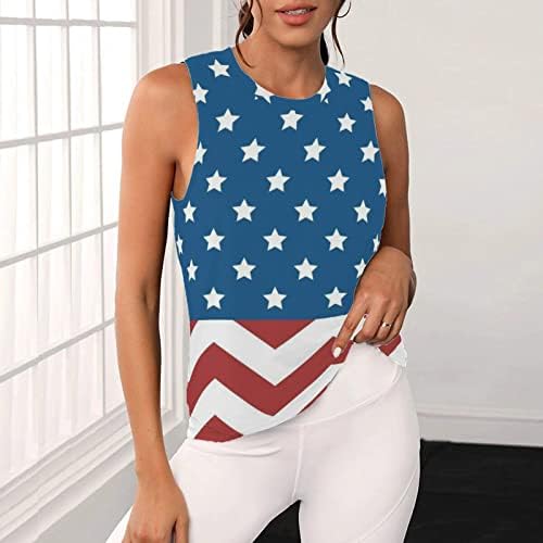 Денот на независноста на резервоарот за жените за жени со американско знаме потресени патриотски врвови на 4 -ти јули без ракави без ракави