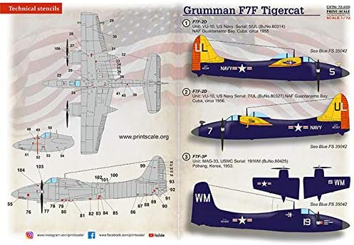 Скала за печатење 72-420 - 1/72 - Grumman F7F Tigercat Scale Decal Plastic Model комплет