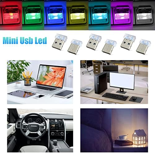 6 ПАРЧИЊА МИНИ USB LED Светло, Светилка За Внатрешна Атмосфера На Автомобил, Мини USB Светло За Ноќна Декорација, ПРИКЛУЧОК ЗА USB
