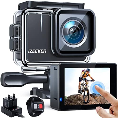 Акционен фотоапарат Izeeeker IA100 4K 30FPS со екран на допир 20MP 40m водоотна подводна камера со WiFi далечински управувач 170 ° Шлемот со агол