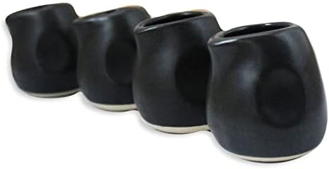 Роро керамички каменувач органски стил мат црна кремава чаша, сет од 4