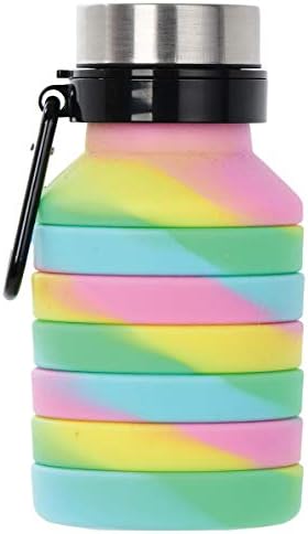 Iscream BPA бесплатно, 18 мл склопувачки силиконски шише со карабинер - Среќна лента