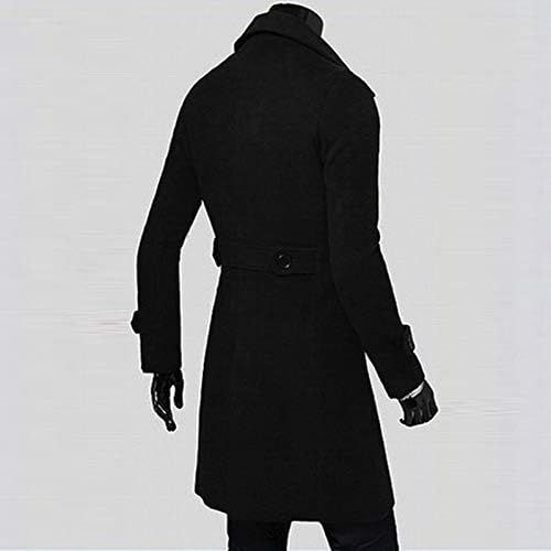 Ymosrh mens зимски јакни мажи тенок стилски ров палто со двојно гради со долга јакна од кожа