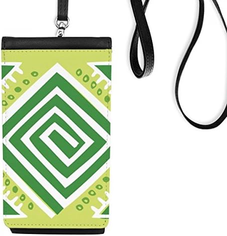 Зелени квадрати Мексико тотеми Античка цивилизација Телефонски паричник чанта што виси мобилна торбичка црн џеб