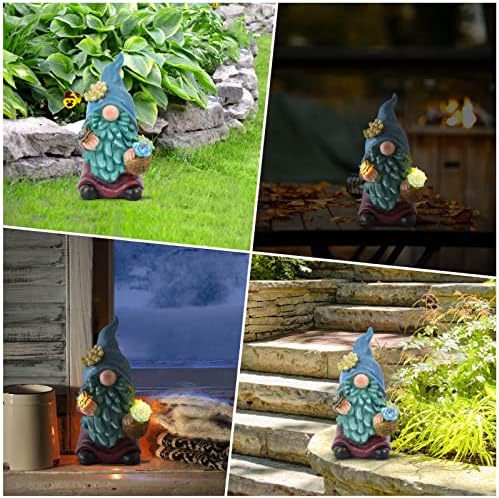 DarkDec Garden Gnomes Statue Outdoor Decor - Светла на соларни фигурини со статуа на отворено за пеперутка за градинарски двор