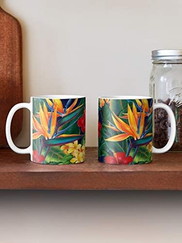 На Тропскиот Рај Плумерија Птици Хавајски Цветни Хибискус Цвет хаваи најдобрите 11оз чаши за кафе Направени Од керамика