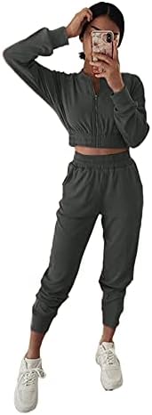 FocusNorm Women Jogger облека што одговара на пот, костуми со потк со долги ракави и џемпери 2 парчиња спортски комплети