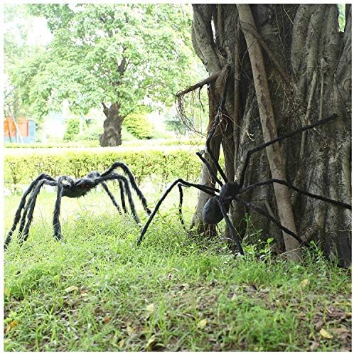 Венху Ноќта на вештерките гигантски пајак на отворено украси 79 инчи црно застрашувачко влакнести реални големи пајаци реквизити