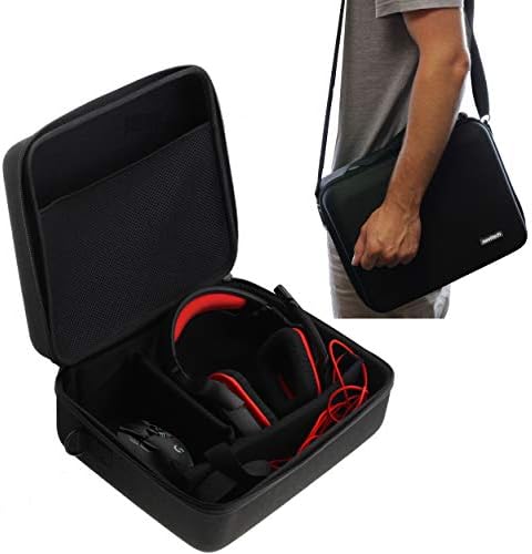 Case Black Hard Eva Case Case компатибилен со слушалките за игри и слушалките компатибилни со Audio Technica ATH-PG1