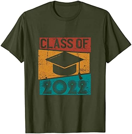 Classенска смешна маица класа од 2022 година дипломирал за дипломирање подарок, моден круг на вратот, кратки ракави, графички летни врвови