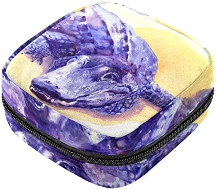Акварел алигатор санитарна торба за складирање на салфетка торба за преносен период торба за жени тинејџерки, менструална чаша торбичка за медицинска