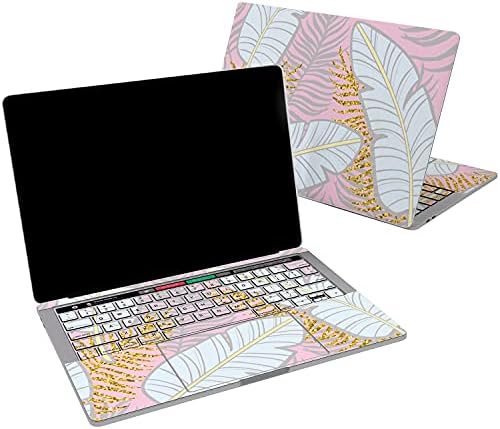 Lex Altern винил кожа компатибилен со MacBook Air 13 Inch Mac Pro 16 Retina 15 12 2020 2019 2018 Апстракт златен папрат лист бела природа