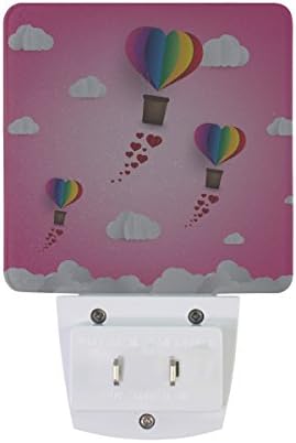 Naanle Сет на 2 Виножито Боја Срце Форма Оригами Топол Воздух Балон Во Розова Небо Бела Облак Хартија Сече Уметност Вљубените Дизајн Авто