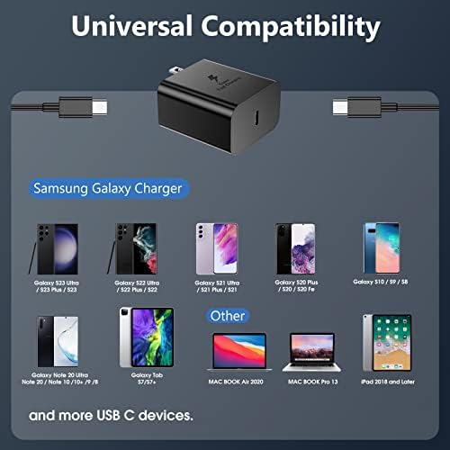 45W USB C Charger, Samsung Fast Charging wallиден полнач за Samsung Galaxy S23 Ultra/S23/S23+/S22ULTRA/S22+/S22, Note20.With