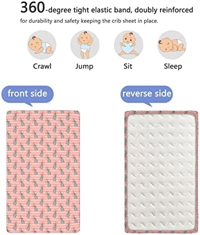 Тематски тематски лист за креветчиња, стандарден душек за креветчиња, ултра мек материјал-бебе-лист за момчиња девојчиња, 28 „x52“, бледо розова пастелна виолетова б