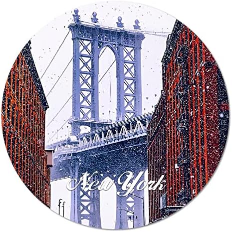 Тркалезен метален калај знак Американски државен Newујорк, Newујорк Сити Скај, предели на градски пејзаж, градски поглед на гроздобер