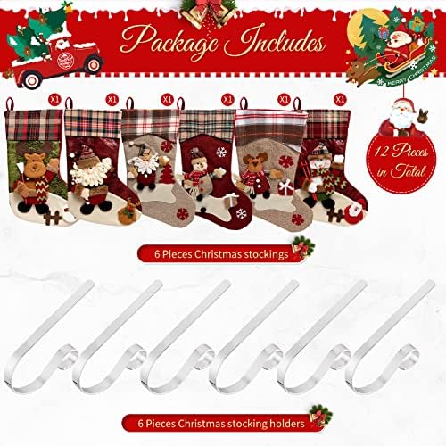 Foaincore 6 парчиња Божиќно порибување 18 инчи со 6 парчиња цинк легури за божиќни подигнувачи на камиони Камини прилагодливи носители за материјали за семеен празник