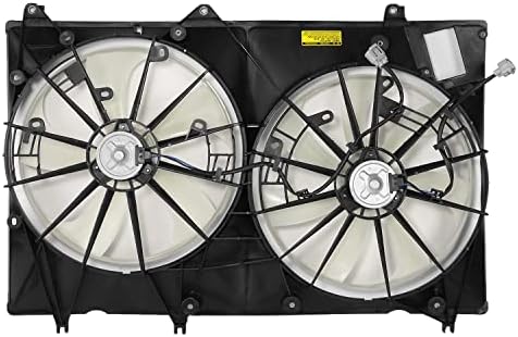 [Пакет што не влече] TO3115155 Фабрички стил Двојна радијаторска ладење вентилатор со склопување компатибилен со Toyota Highlander 3.5L 2008-2013, 12V, црно