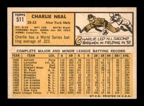 511 Чарли Нил - 1963 Топс Бејзбол Картички Оценет EXMT - Бејзбол Плочи Автограмирани Гроздобер Картички