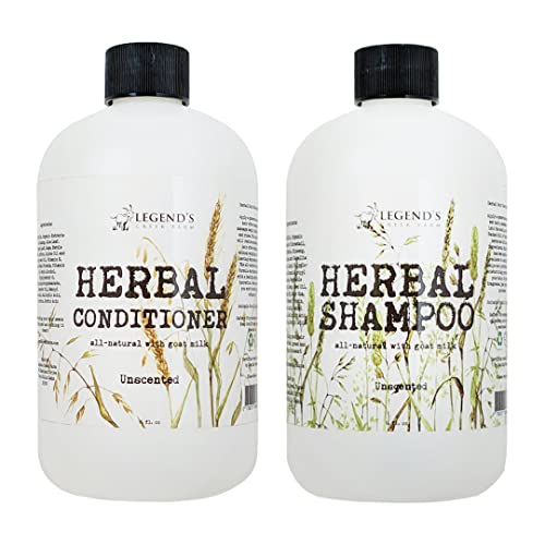 Legend's Creek Farm, Herbal Goat Milk Shampoo Bundle со балсам, нежно чистење, смирување, негување и длабоко хидрантни, рачно изработени во