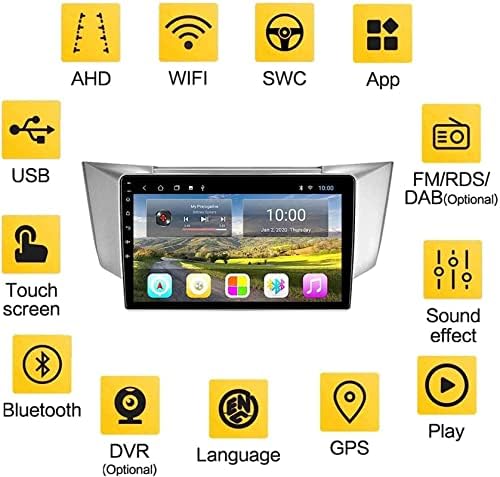 9-Инчен Двоен-Дин-Авторадио-Авто Главна Единица За L. EXUS RX330 RX350 RX400H 2003-2010, Андроид 8.1 GPS-Навигација, Bluetooth/Mirrorlink/Remern