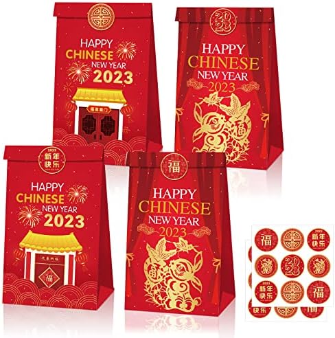 24 Еез Среќна 2023 Година Кинески Новогодишни Забави Лунарни Новогодишни Чанти За Подароци Пролетен Фестивал Третирајте Чанти